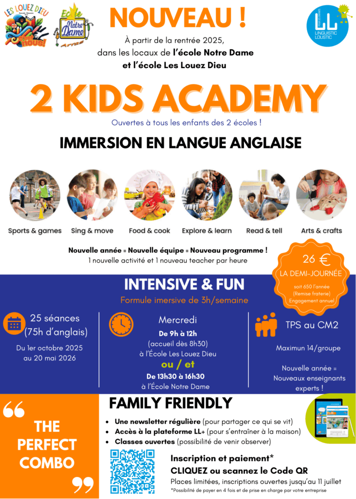 Kids Academy 2025-2026 Écoles Les Louez Dieu Arras